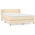 Cama box spring con colchón tela color crema 140x190