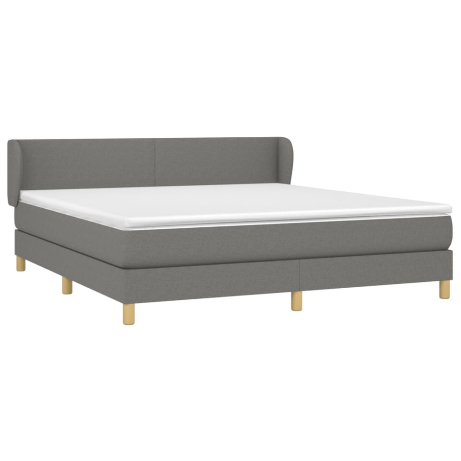 Cama box spring con colchón tela gris oscuro 160x200