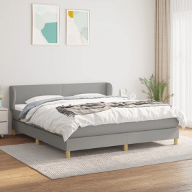 Cama box spring con colchón tela gris claro 180x200