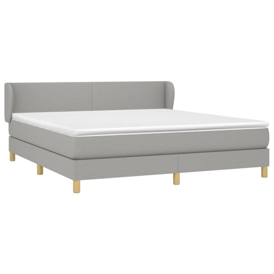 Cama box spring con colchón tela gris claro 180x200