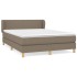 Cama box spring con colchón tela gris taupe 140x200