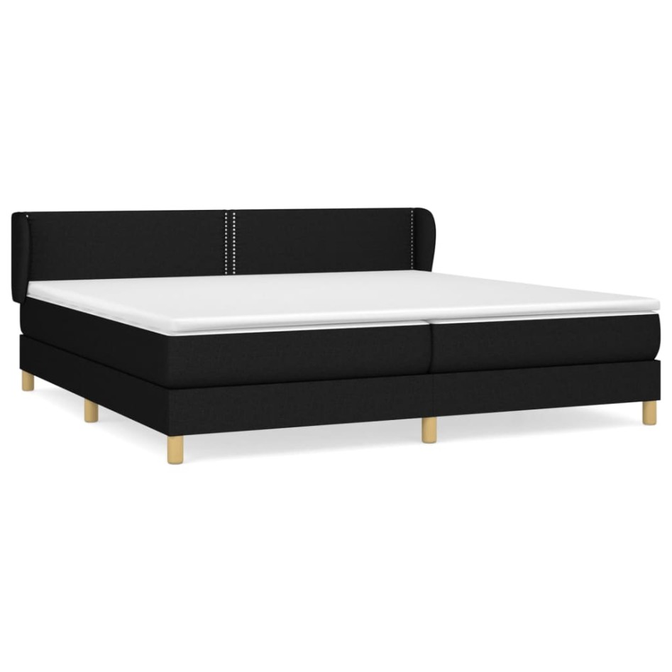Cama box spring con colchón tela negro 200x200