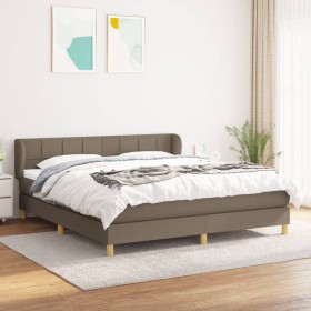 Cama box spring con colchón tela gris taupe 160x200