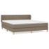 Cama box spring con colchón tela gris taupe 160x200