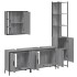 Set de armario de baño 4 pzas madera contrachapada gris