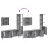 Set de armario de baño 4 pzas madera contrachapada gris