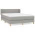 Cama box spring con colchón tela gris claro 140x200