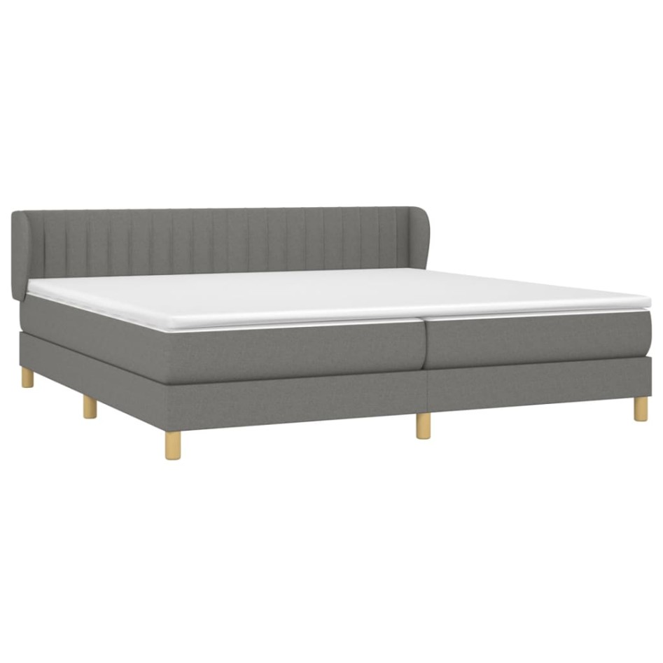 Cama box spring con colchón tela gris oscuro 200x200