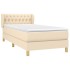 Cama box spring con colchón tela color crema 90x200