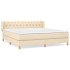 Cama box spring con colchón tela color crema 160x200