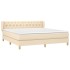 Cama box spring con colchón tela color crema 160x200