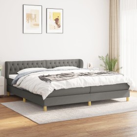 Cama box spring con colchón tela gris oscuro 200x200