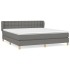 Cama box spring con colchón tela gris oscuro 180x200