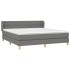 Cama box spring con colchón tela gris oscuro 180x200