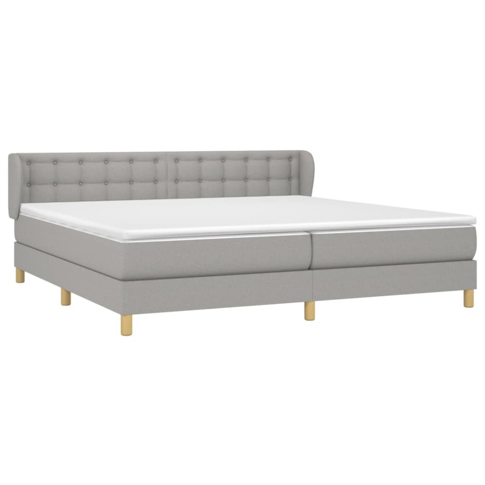 Cama box spring con colchón tela gris claro 200x200