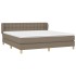 Cama box spring con colchón tela gris taupe 160x200