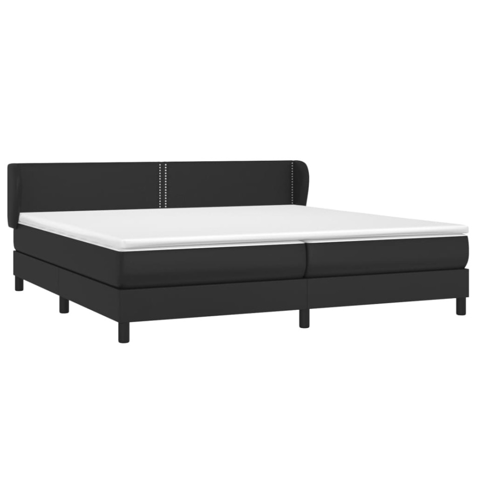 Cama box spring con colchón cuero sintético negro 200x200