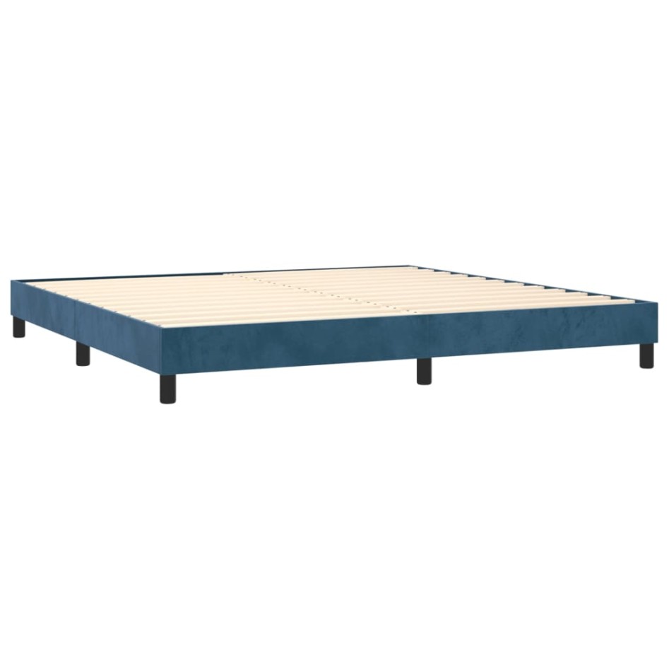 Cama box spring con colchón terciopelo azul oscuro 200x200