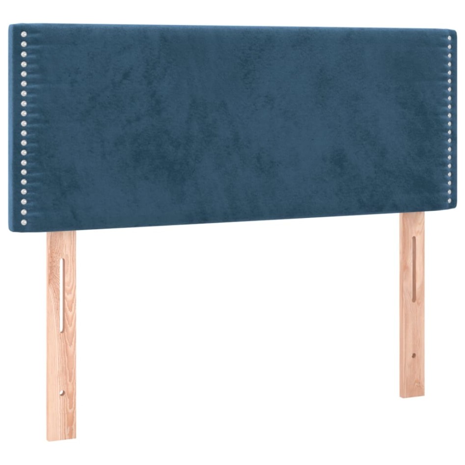 Cama box spring con colchón terciopelo azul oscuro 90x190
