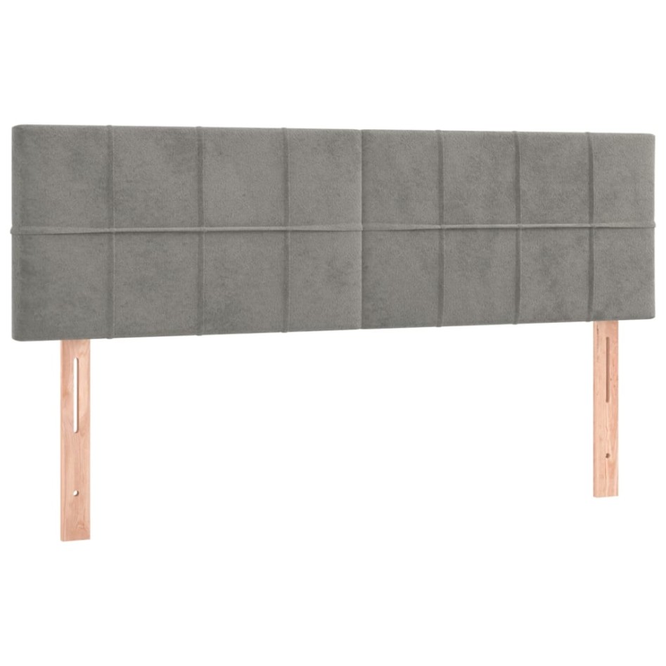 Cama box spring con colchón terciopelo gris claro 140x200