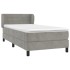 Cama box spring con colchón terciopelo gris claro 100x200