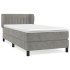 Cama box spring con colchón terciopelo gris claro 90x190