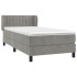 Cama box spring con colchón terciopelo gris claro 90x190