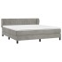 Cama box spring con colchón terciopelo gris claro 160x200