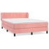 Cama box spring con colchón terciopelo rosa 140x190