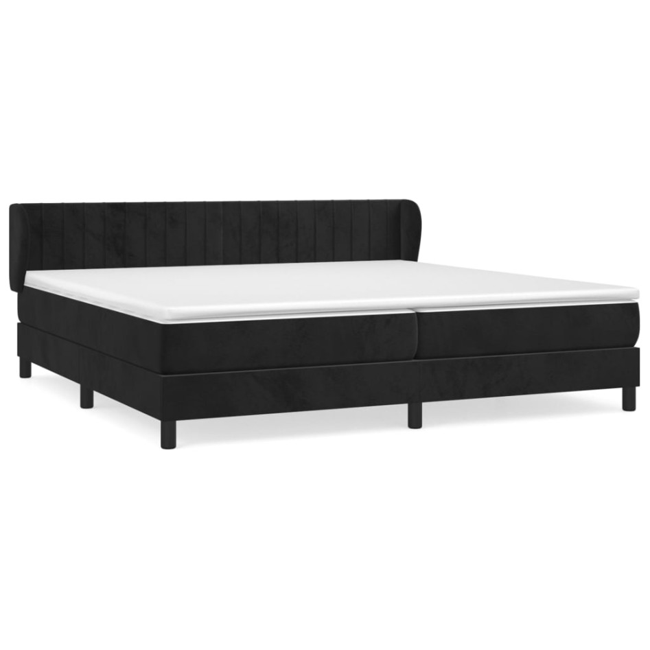 Cama box spring con colchón terciopelo negro 200x200