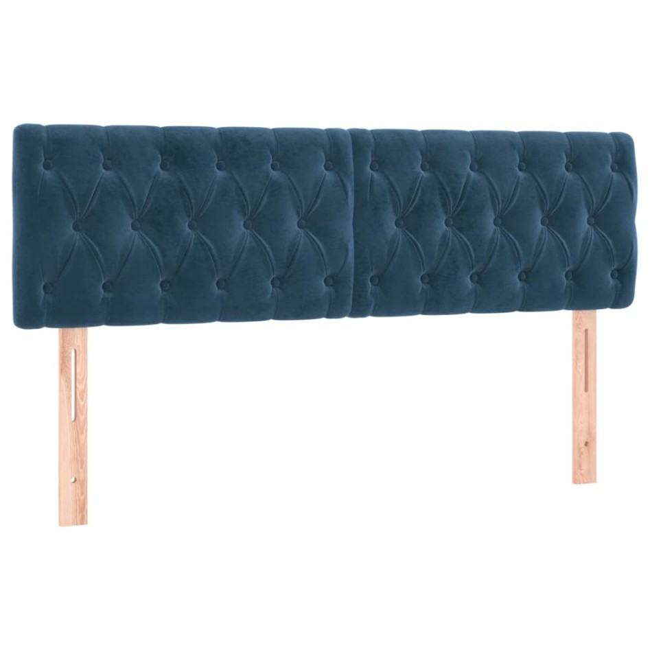 Cama box spring con colchón terciopelo azul oscuro 140x190