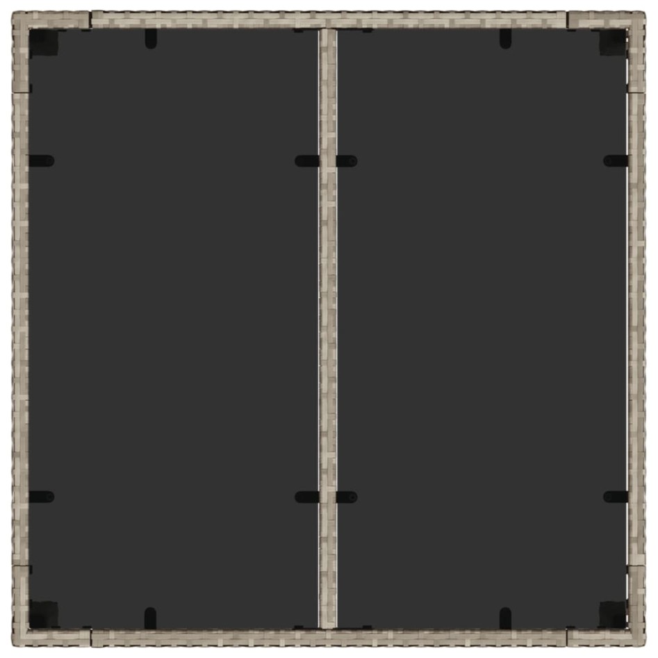 Mesa de jardín superficie vidrio ratán PE gris claro