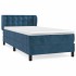 Cama box spring con colchón terciopelo azul oscuro 80x200