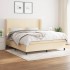 Cama box spring con colchón tela color crema 160x200