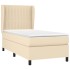 Cama box spring con colchón tela color crema 90x190
