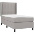 Cama box spring con colchón tela gris claro 100x200