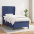 Cama box spring con colchón tela azul 90x200