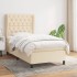 Cama box spring con colchón tela color crema 80x200