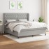 Cama box spring con colchón tela gris claro 160x200