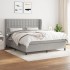 Cama box spring con colchón tela gris claro 160x200