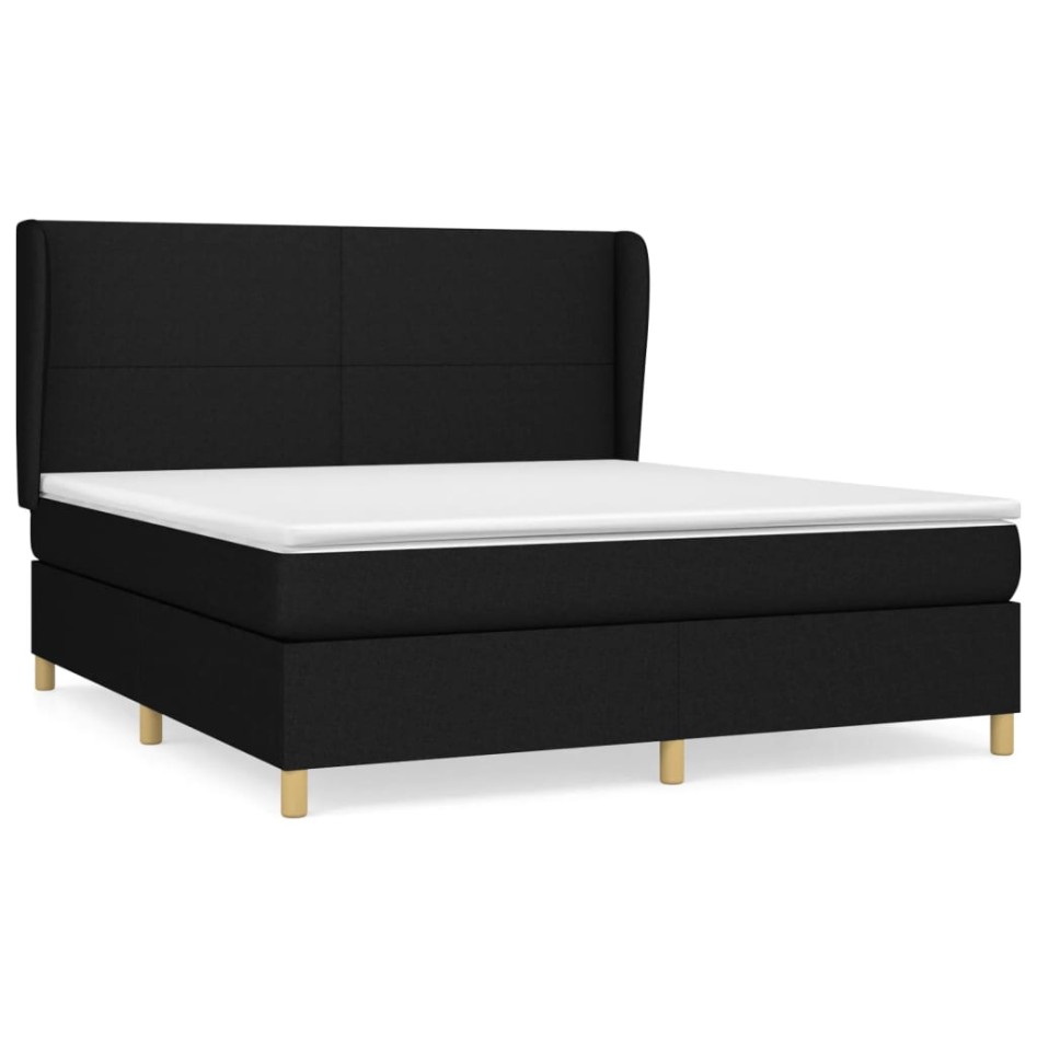 Cama box spring con colchón tela negro 160x200
