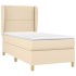 Cama box spring con colchón tela color crema 90x190