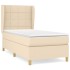 Cama box spring con colchón tela color crema 90x190