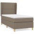 Cama box spring con colchón tela gris taupe 100x200