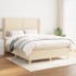 Cama box spring con colchón tela color crema 140x200