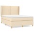 Cama box spring con colchón tela color crema 140x200