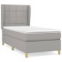 Cama box spring con colchón tela gris claro 100x200