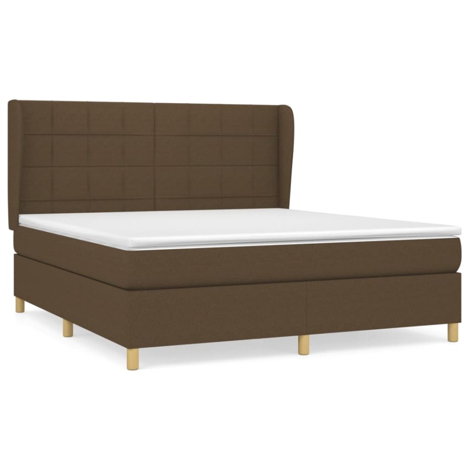 Cama box spring con colchón tela marrón oscuro 160x200