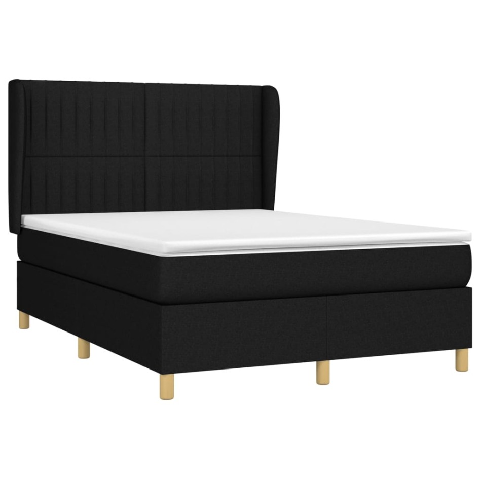 Cama box spring con colchón tela negro 140x190