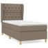 Cama box spring con colchón tela gris taupe 80x200